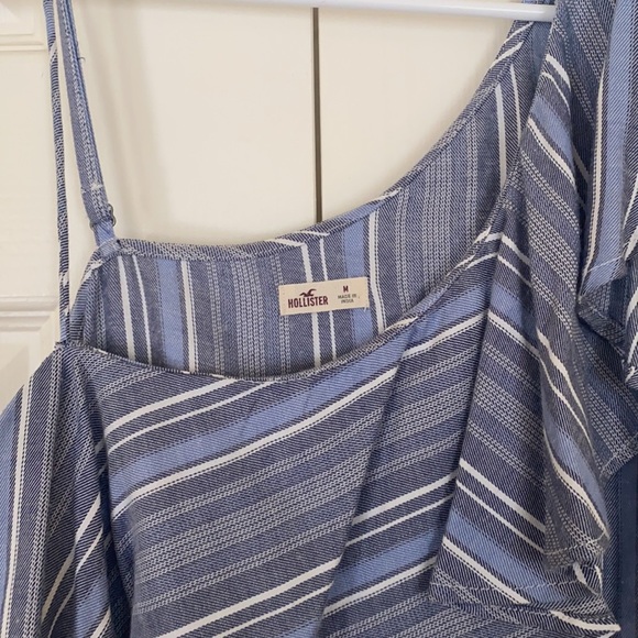 Hollister One Shoulder Blue Striped Top Size M. - Picture 2 of 2
